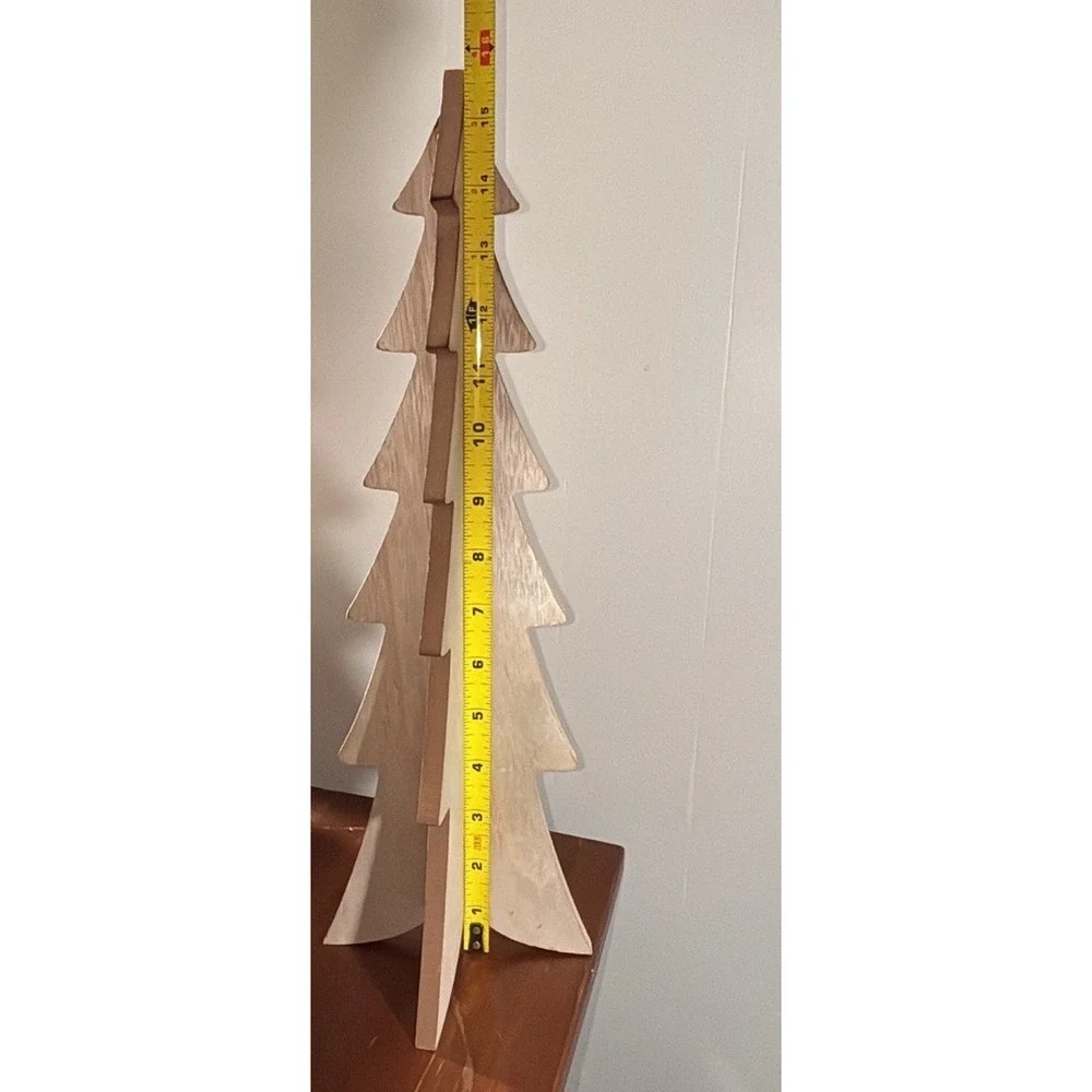 2 White Wood Christmas Trees Mantle‎ Decor 16